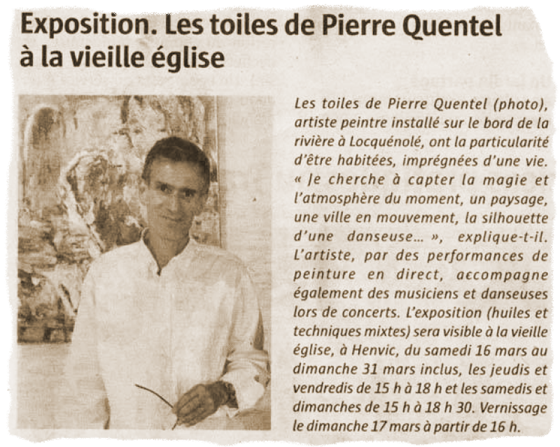 Photo utilisée pour la page d'accueil de Pierre Quentel, c'est photo prise d'un journal imprimé, elle est ancienne, on voit un article de pierre avec une photo de lui, la photo est en couleurs sepia